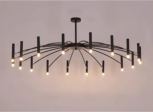 Vista 6 de AngelcityCC Lámpara de araña moderna de metal negro, lámpara colgante de metal retro, lámpara de techo nórdica para comedor, cocina, sala de estar