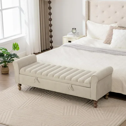 Vista 14 de Otomana redonda con patas de metal negro, reposapiés de 22.05 pulgadas de ancho, reposapiés tapizado para sala de estar, dormitorio, entrada