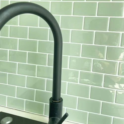 Vista 8 de Alwayspon 10 hojas de azulejos 3D de PVC para salpicaduras de despegar y pegar, papel tapiz autoadhesivo de 12 x 6 pulgadas, calcomanías