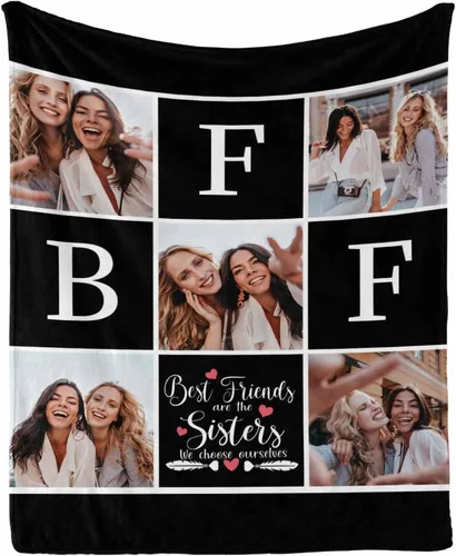 Vista 26 de Regalos de cumpleaños para mujeres, manta de amistad personalizada con tus fotos, manta personalizada con mis propias imágenes para hermanas