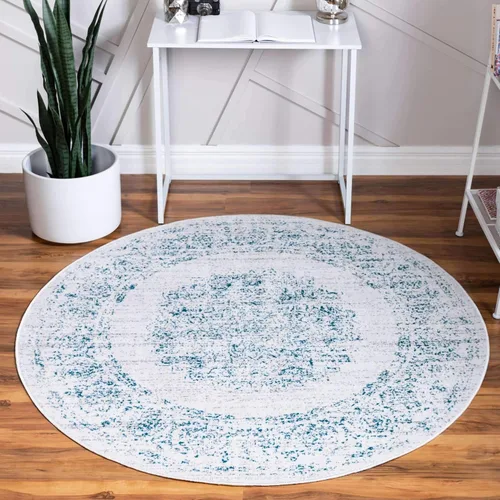 Vista 15 de Unique Loom Aarhus Collection - Alfombra vintage con borde AAR003, 3 x 5 pies, crema/verde azulado