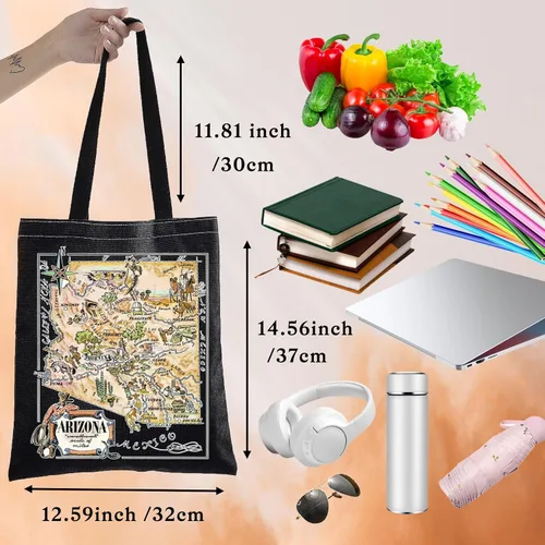 Vista 9 de BWWKTOP Arizona State Tote Bag Arizona Souvenirs Regalos Arizona Bolsa de comestibles reutilizable Arizona Regalos de viaje Arizona