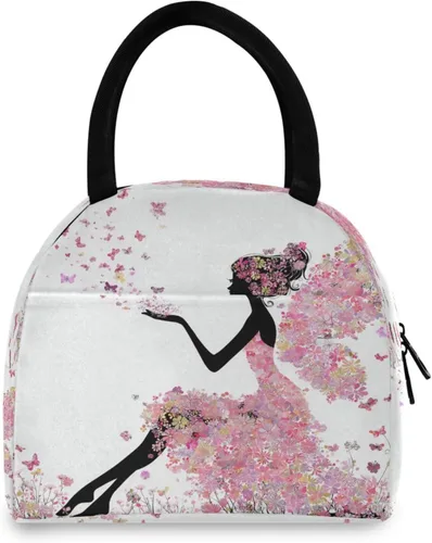 Vista 2 de Blueangle Lonchera con diseño de mariposa para mujer, bonita lonchera aislada con forro a prueba de fugas