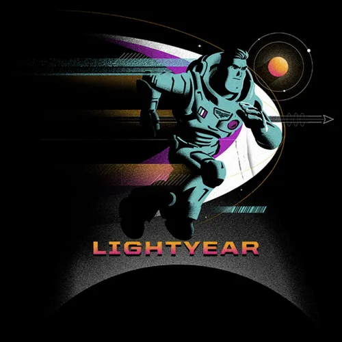 Vista 2 de Fifth Sun Mens Lightyear Buzz Running Planets Logo Pull Over Hoodie