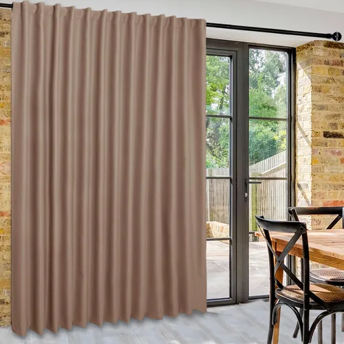 Vista 13 de DWCN Cortina opaca divisora de privacidad para puerta corrediza de patio, cortinas térmicas extra anchas con pestaña trasera y bolsillo para barra