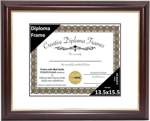 Vista 16 de Creative Picture Frames Marco para Diploma de Caoba con Borde Dorado de 12x16 pulgadas con Vidrio y Paspartú Negro y Colgadores de Pared Instalados