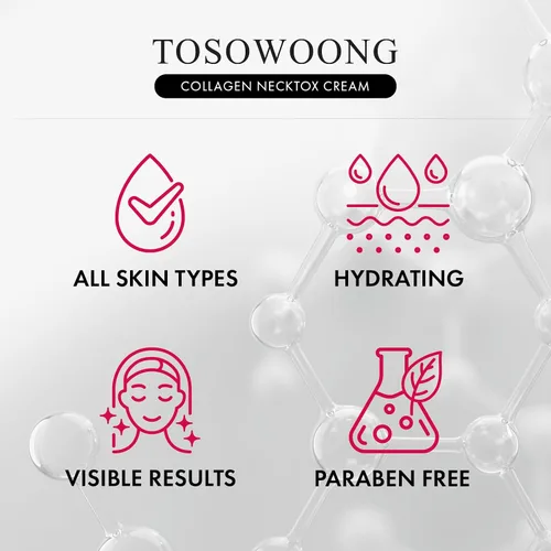 Vista 6 de TOSOWOONG Crema de colágeno Necktox con colágeno y ácido hialurónico para reafirmar el cuello, antienvejecimiento, arrugas y tensamiento, cuidado