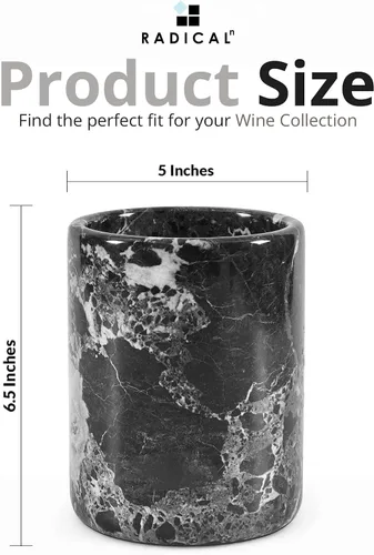 Vista 6 de Radicaln Enfriador de Vino de Mármol Negro de 6.5 Pulgadas Hecho a Mano Enfriador de Bebidas Para Accesorios de Bar, Enfriador de Vino Para Champán