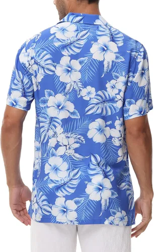 Vista 2 de MCEDAR Hawaiian Shirt for Men Regular Fit Short Sleeve Button Down Summer Beach Tropical Aloha Shirts S-3XL