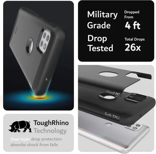 Vista 3 de TUDIA DualShield - Funda para teléfono Motorola One 5G ACE 2021, [Fusionar] a prueba de golpes, grado militar, doble capa, resistente, delgada, Mate