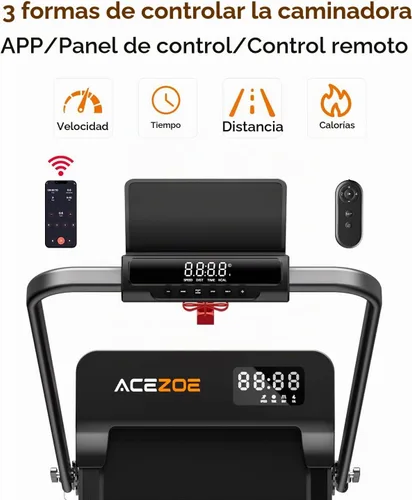 Vista 5 de Acezoe Walking Pad with 10% Incline & Dual LED Display,4 in 1 Foldable Treadmill for Home Small Office, Compact Under Desk Treadmill with Handle