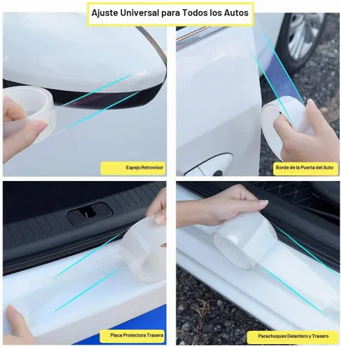 Vista 3 de QBUC - Protector de borde de puerta de coche, transparente, universal, protector de umbral de puerta de coche, protector de borde, película