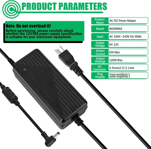 Vista 4 de Fuente de alimentación de 12 V 10 A, convertidor de CA a CC de 100 V-240 V a 12 V 10 A 120 W, transformador de potencia de 12 voltios y 10 amperios