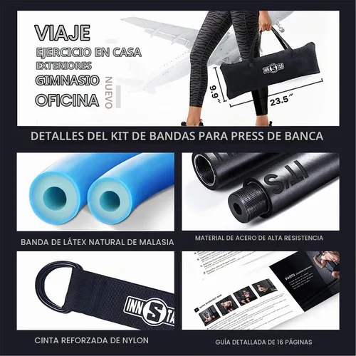 Vista 6 de INNSTAR - Barra de bandas de resistencia para ejercicio, accesorio de 38 pulgadas, negro, carga máxima de 800 libras para entrenamiento de gimnasio