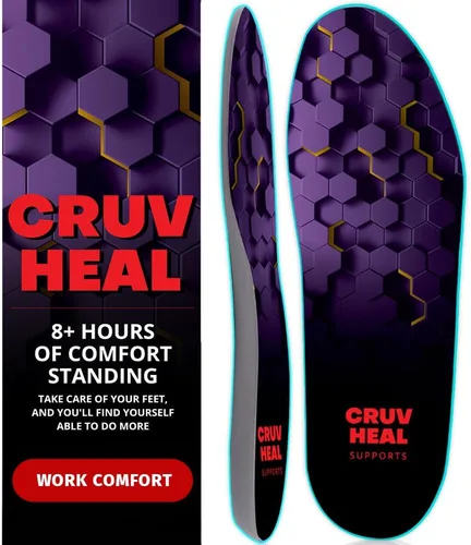 Vista 9 de CRUVHEAL Work Comfort - Plantillas ortopédicas antifatiga para hombres y mujeres, soporte de arco bajo, absorción de golpes, alivio del dolor