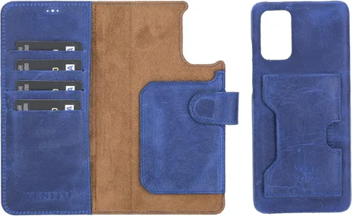 Vista 201 de Venito Florence - Funda de piel compatible con Samsung Galaxy S9, extra segura con bloqueo RFID, cartera desmontable para teléfono (gris decolorado)