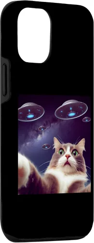 Vista 3 de Funda clásica para iPhone 15 con diseño de gato alienígena