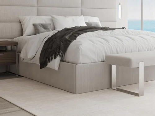 Vista 33 de VANT Cama de plataforma tapizada, tamaño Queen, color beige Boucle, marco de cama de fácil montaje, no necesita somier, base para un apoyo óptimo