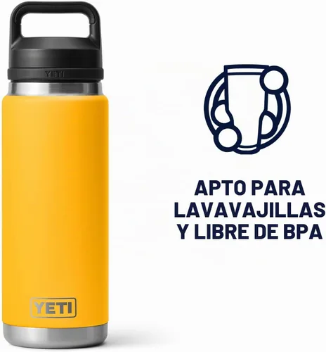 Vista 5 de YETI Rambler - Botella de acero inoxidable, hermética, con aislamiento al vacío y tapa chug, 26 onzas, color amarillo alpino Alpine Amarillo