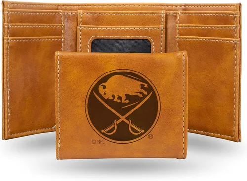 Vista 45 de NHL Rico Industries - Billetera triple grabada con láser y tres pliegues, accesorio para hombre