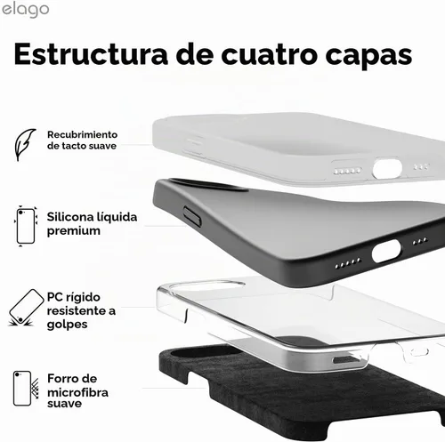 Vista 7 de elago Funda de silicona líquida prémium para iPhone 17e y iPhone 16e, color Negro
