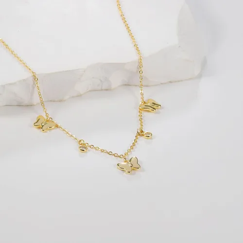 Vista 5 de GUOKE Dainty Gold Necklace for Women, Sun Star Pendant 14K Gold Plated Circle Butterfly Necklace Simple Trendy Jewelry for Women
