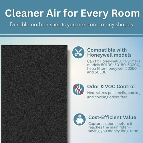 Vista 8 de Prefiltro de carbón activado prémium compatible con filtros de purificadores de aire Honeywell R, filtro de repuesto HEPA Prime, prefiltro Honeywell
