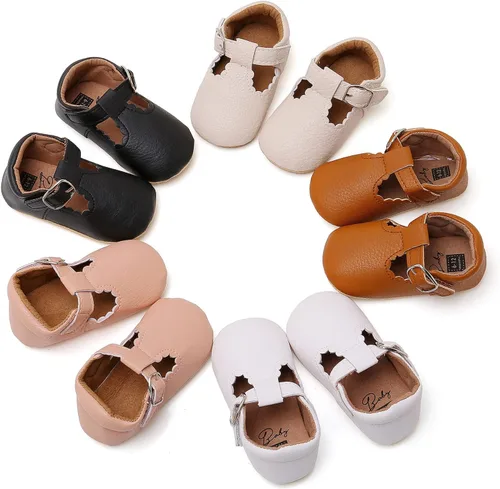Vista 2 de Zapatos planos Mary Jane para bebés y niñas, con suela suave antideslizante, zapatos con estampado de vestido de princesa recién nacida