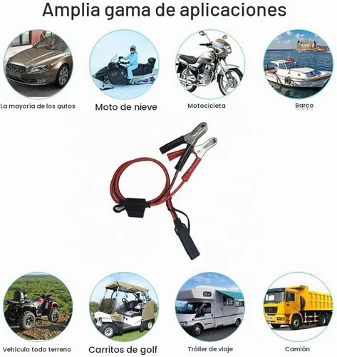 Vista 3 de Clips SAE a Cocodrilo – Abrazadera de cargador de batería de 2 pies, cable de extensión de cargador de goteo de 12 V-24 V, cable de extensión