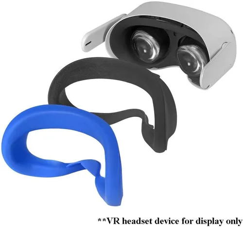Vista 7 de Silicon Face Cover & Lens Protective Set for Oculus Quest 2 VR Headset (Black)