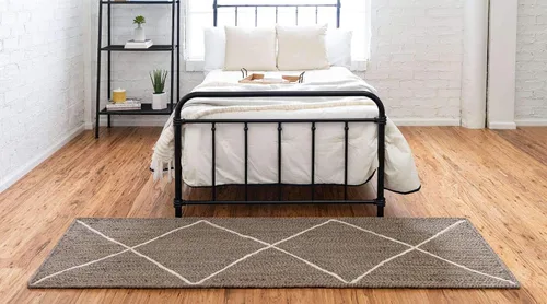 Vista 4 de Unique Loom Alfombra trenzada de la colección de yute – enrejado (2 pies 2 pulgadas x 6 pies 1 pulgada, gris/marfil)