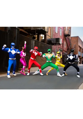 Vista 4 de Disfraz de Power Ranger Azul musculoso para hombre Multicolor