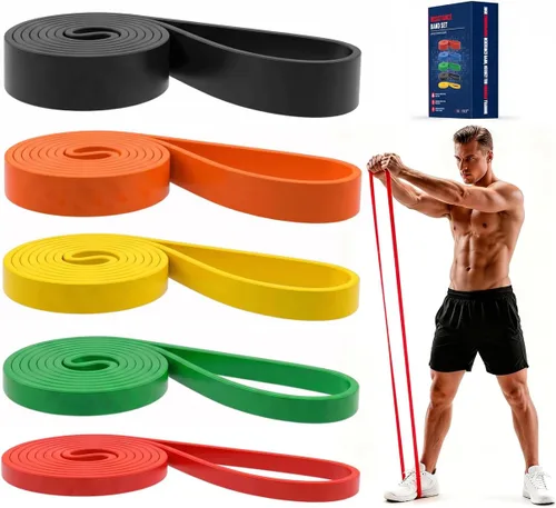 Vista 7 de Bandas de dominadas, juego de bandas de resistencia, bandas de entrenamiento de ejercicio para hombres y mujeres, ideal para estiramiento corporal
