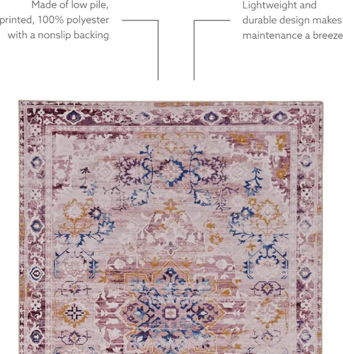 Vista 13 de Linon The Anywhere Alfombra lavable a máquina Linus Rosa/Dorado, 5 x 7 pies