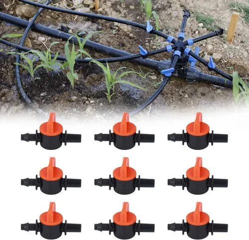 Vista 7 de Alvinlite 50pcs Drip Irrigation Switch Irrigation Control Valve Two Size End 1/2 Inch 1/4 Inch Drip Valve Gate Switch Valves Hose Connectors Barbed