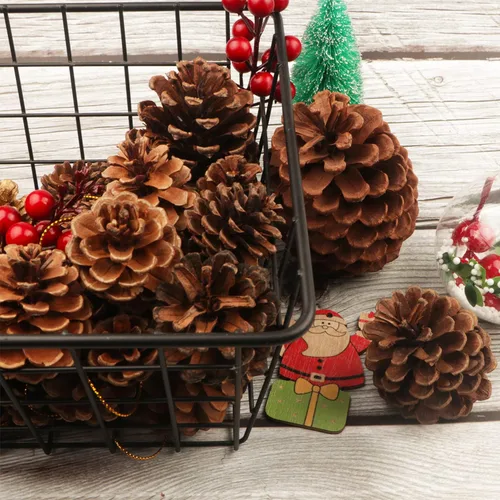 Vista 5 de 25 conos de pino natural de Navidad de 0.8 a 3.6 pulgadas, adornos colgantes para el hogar, vacaciones, manualidades, etiqueta de regalo, árbol