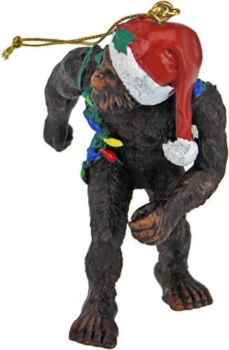 Vista 2 de Design Toscano yeti con sombrero de Papá Noel, divertido adorno navideño para árbol de Navidad, 5,1 cm de ancho, 2,5 cm de profundidad, 7,6 cm