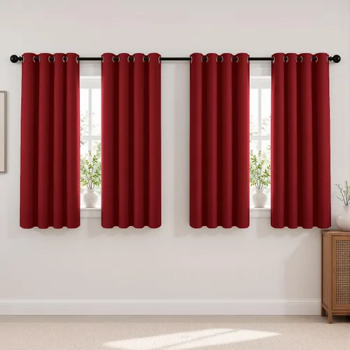 Vista 149 de Cortinas de oscurecimiento de habitación de 45 pulgadas de largo para dormitorio y sala de estar, cortinas térmicas aislantes con ojales