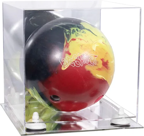 Vista 81 de Better Display Cases Acrylic Bowling Ball Display Case with Mirror Case, Yellow Risers and Clear Base (B33/A028)