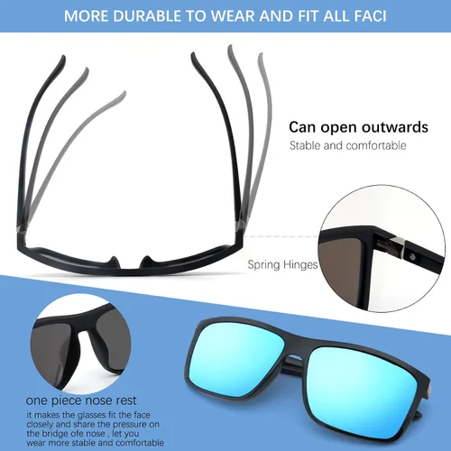 Vista 4 de VIYSIOO Gafas de sol polarizadas deportivas para hombre, protección UV400, modernas, clásicas, para hombres y mujeres (paquete de 2)