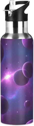 Vista 8 de Stainless Steel Vacuum Insulated Water Bottle 20 Oz, BPA-Free Sport Water Bottle for Gym Outdoor Travel School, Cosmic Scene Purple Planets