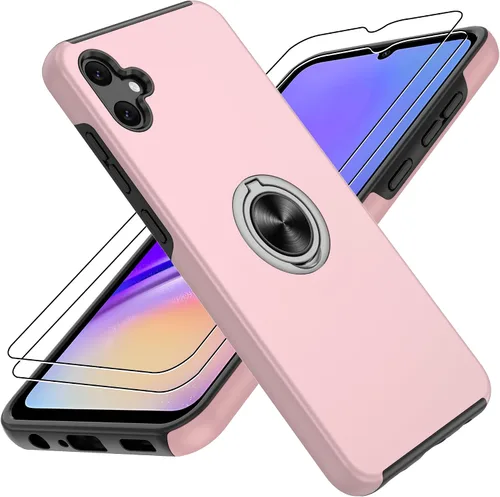 Vista 55 de Gritup - Funda para Galaxy A05S con protector de pantalla HD×2, funda protectora para teléfono a prueba de golpes con soporte magnético de anillo