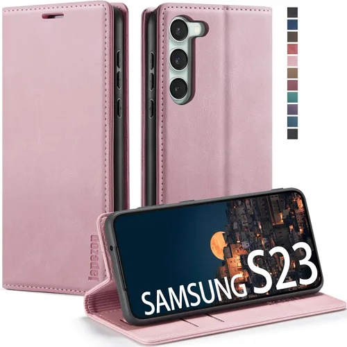Vista 24 de japezop Compatible con Samsung Galaxy S23 5G - Funda tipo cartera con bloqueo RFID, tarjetero y función atril magnético, funda de piel con tapa