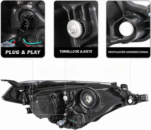 Vista 3 de SOCKIR - Conjunto de faros delanteros para Toyota Corolla 2014 2015 2016 Carcasa negra con reflector ámbar