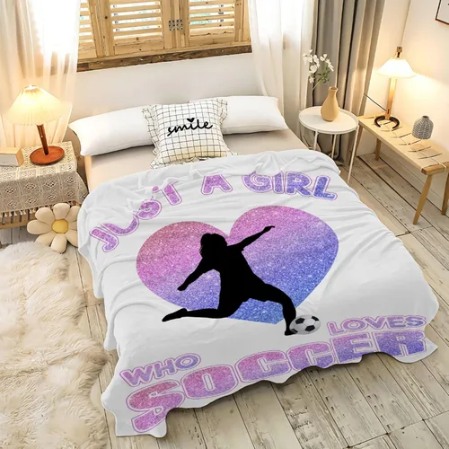 Vista 5 de Manta de fútbol para niñas, regalos de fútbol para niñas y niños, manta de franela de forro polar suave y cálida para niñas, regalos de fútbol