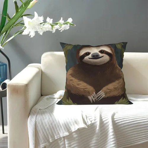 Vista 7 de Fundas de almohada con estampado de perezoso, fundas de cojín suaves para sofá, fundas de cojín duraderas, fundas de almohada cuadradas