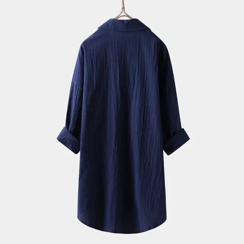 Vista 2 de aihihe - Camisas de manga 34 con botones para mujer, de algodón, lino, para novio