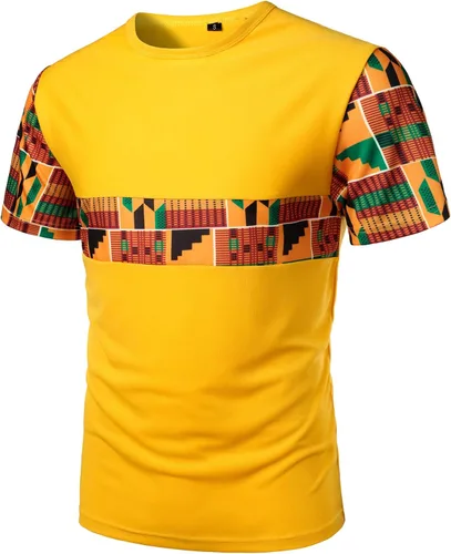 Vista 3 de Conjunto de camiseta y pantalones cortos para hombre con estampado africano de LucMatton