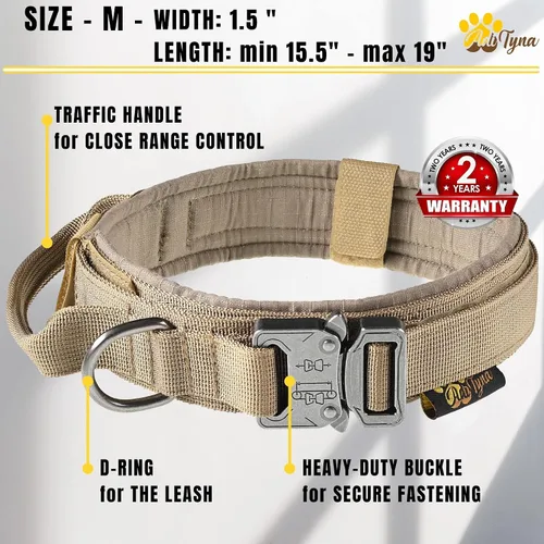 Vista 3 de Collar de perro táctico militar K9 Ajustable con asa Para entrenamiento y servicio, para pastor alemán