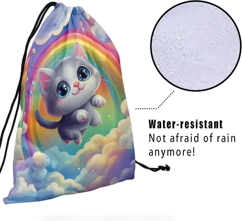 Vista 123 de Bolsa de agarre de gimnasia de piel de animal, bolsa de gimnasia con cordón ajustable, bolsa de cuerda para fauna silvestre, Mariposas Galaxy
